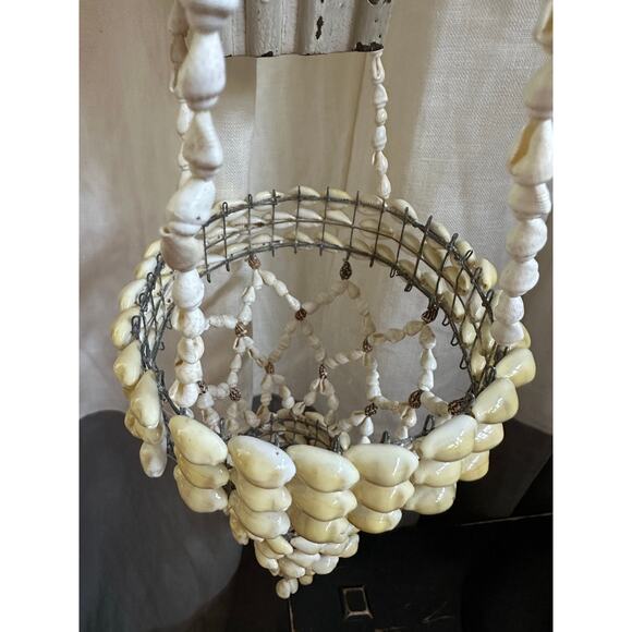 Vintage Sea Shell Hanging Macrame Plant candle Holder Boho decor beach nautical - Picture 3 of 16